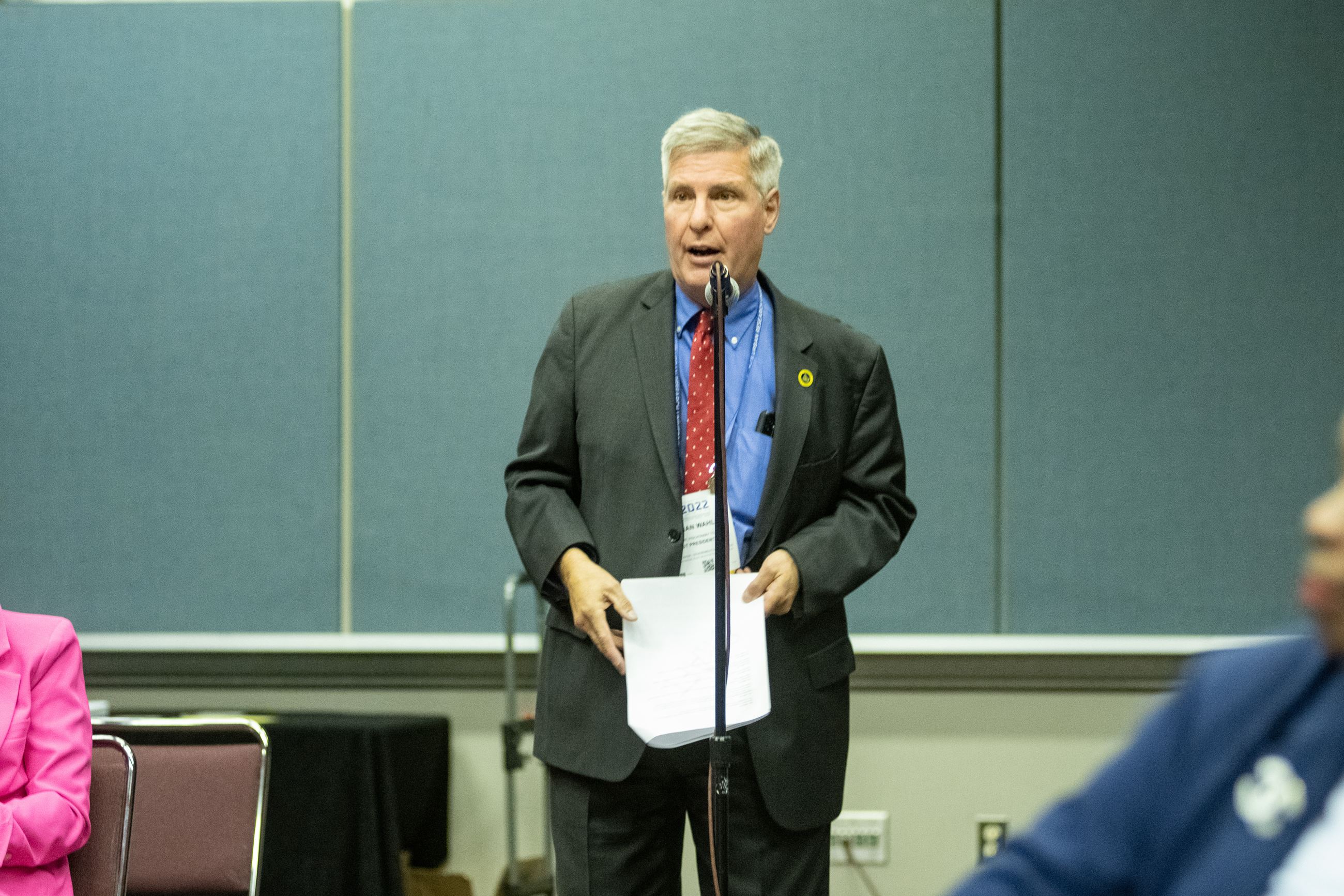 League Conference Resolution Committee meeting Mayor Briand Wahler speaking
