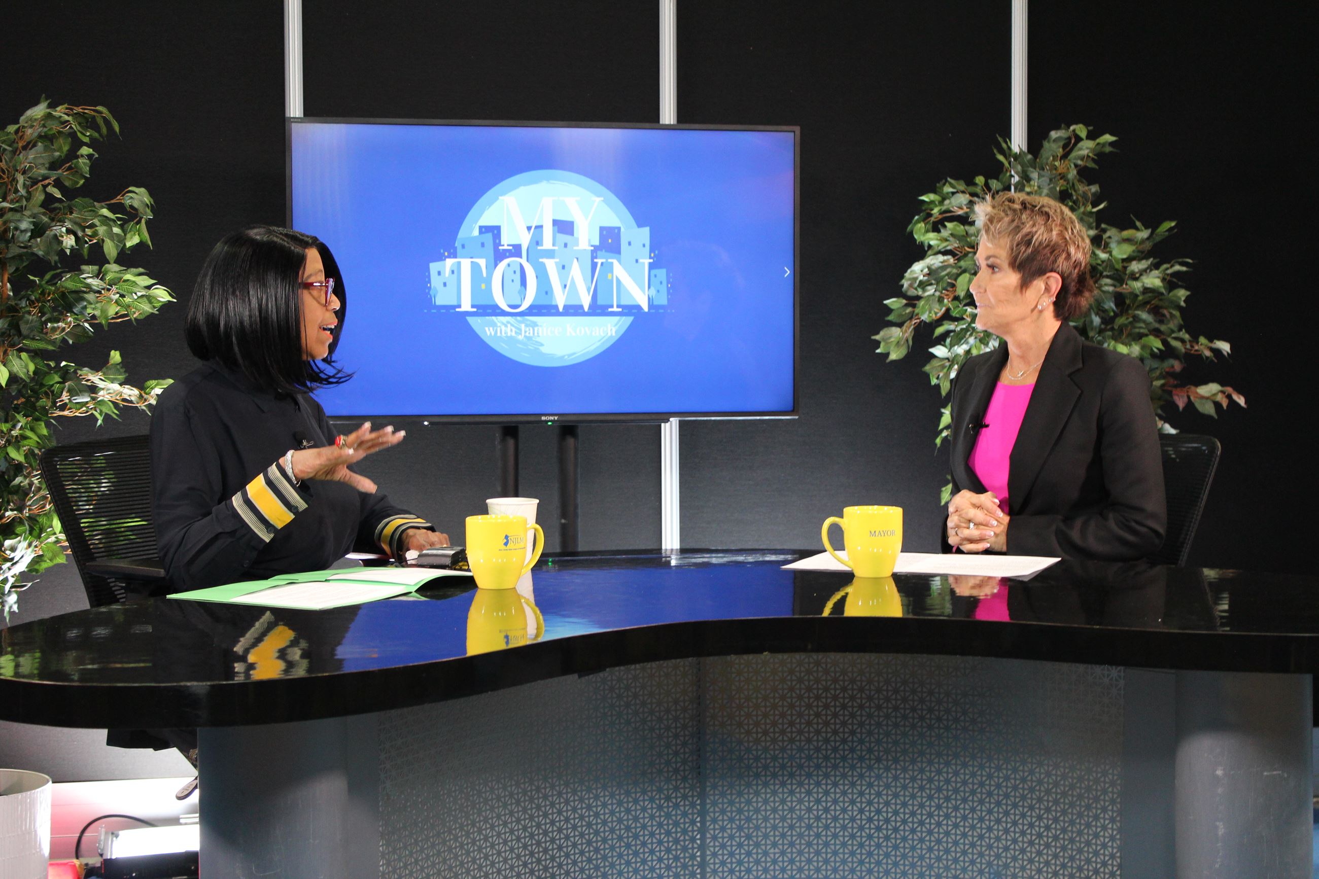Lt. Gov. Oliver and Janice Kovach tape My Town segment on Exhibit Floor